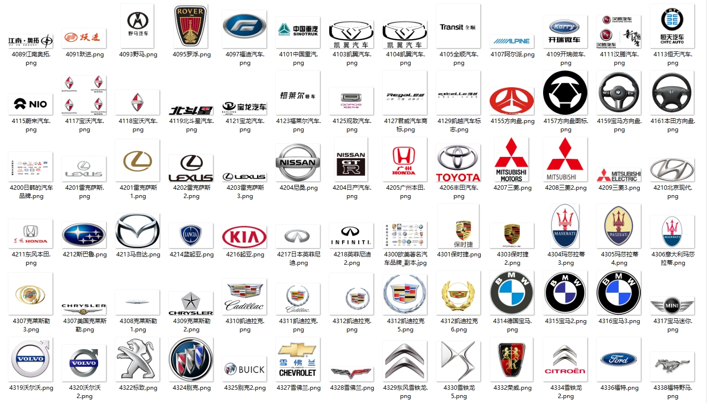 全套高清汽车品牌LOGO透明PNG图片图标素材打包下载