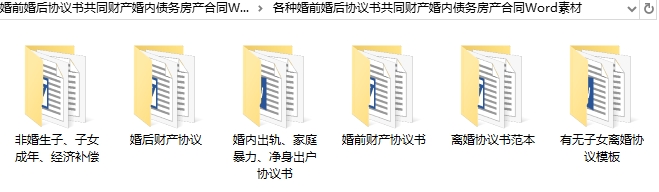 各种婚前婚后协议书共同财产婚内债务房产合同Word素材