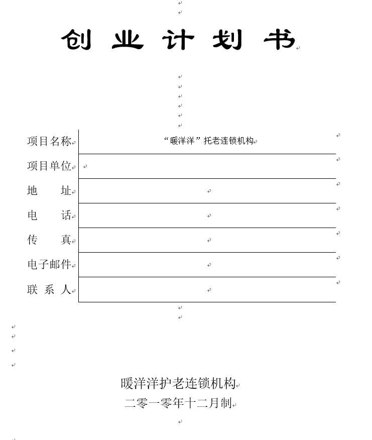 创业计划书商业计划策划模板Word格式范文大全