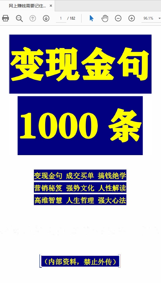 网上赚钱需要记住的1000条金规PDF无水印版